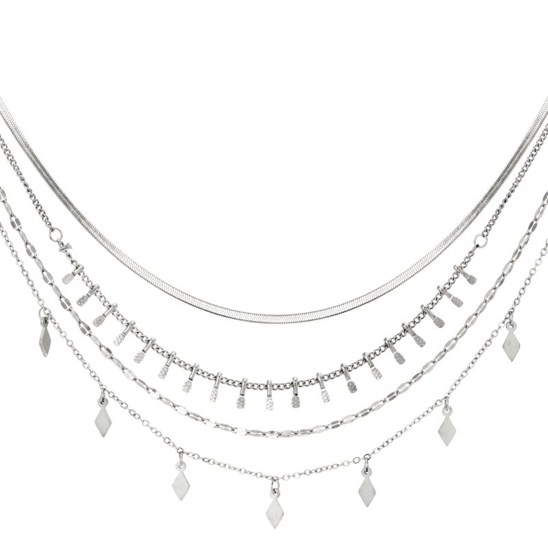 Ogrlica višeslojna kvadratići