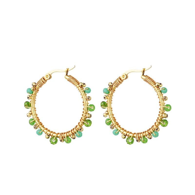 Naušnice Green Beads