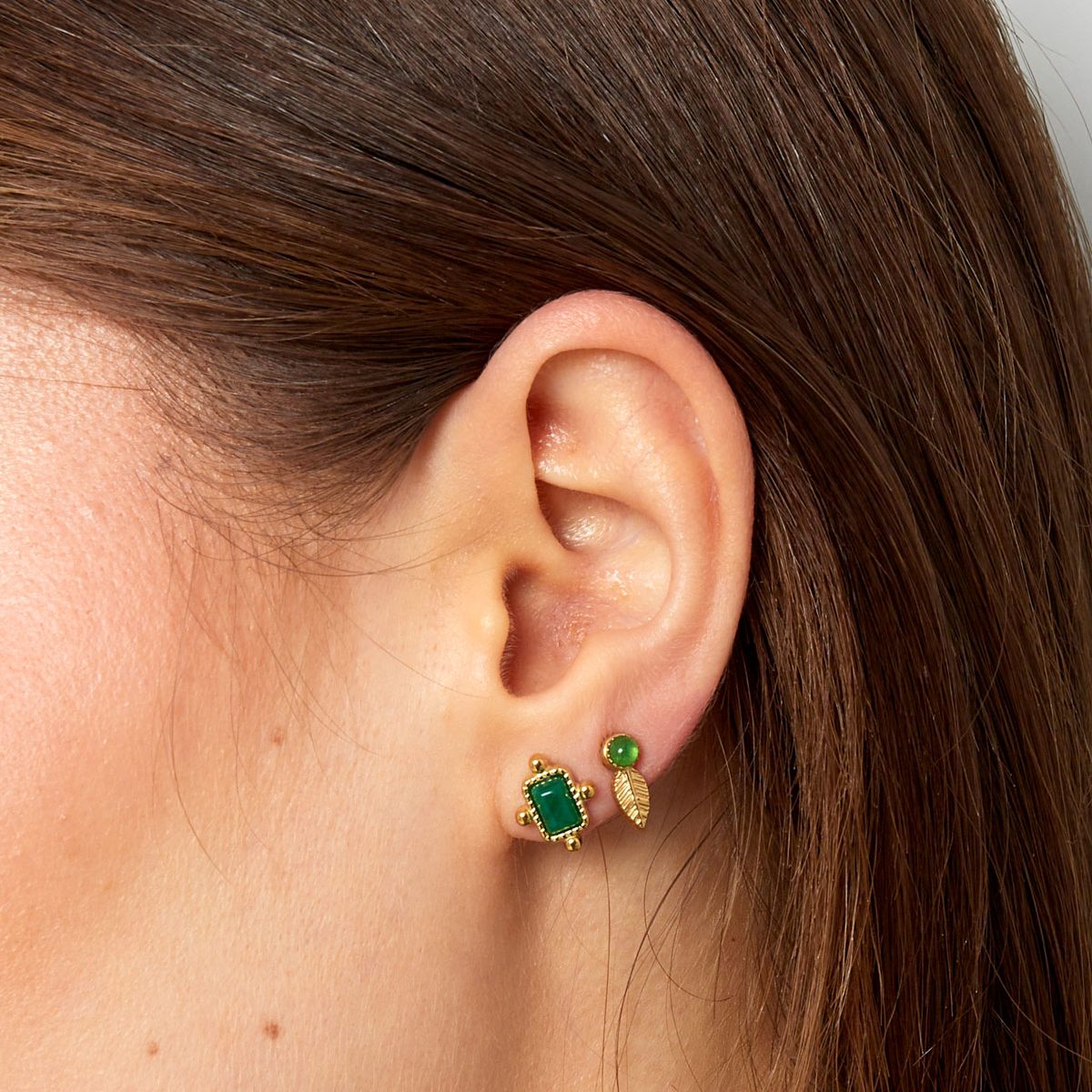 Naušnice Stud Vintage - zelene