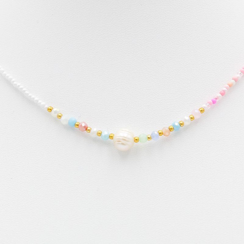 Ogrlica Luxe Beads - roza